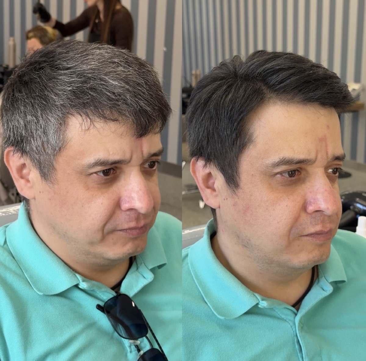 Мужское тонирование — до и после, работа 2